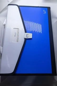 Durable blue document folder with white flap on white background Stock Photos