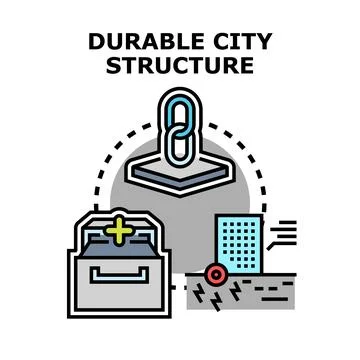 Durable city structure planning ensuring urban development resilience Stock Illustration