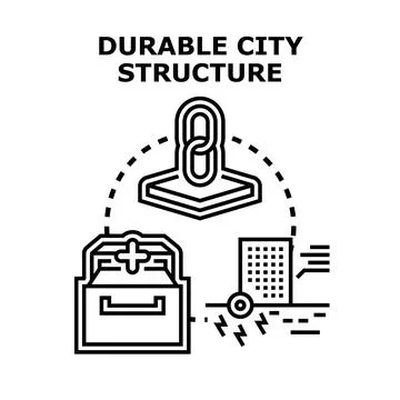 Durable city structure planning ensuring urban development resilience Stock Illustration