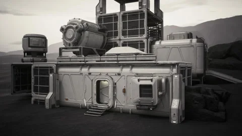 Durable container unit featuring bolted panels and pipelines Stock Footage 330171224