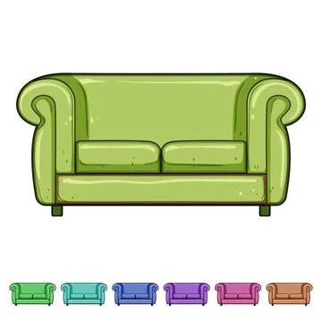 Durable couch leather cartoon vector graphic Stock Illustration
