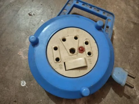 Durable electric extension board with multiple sockets, surge protection Stock Photos