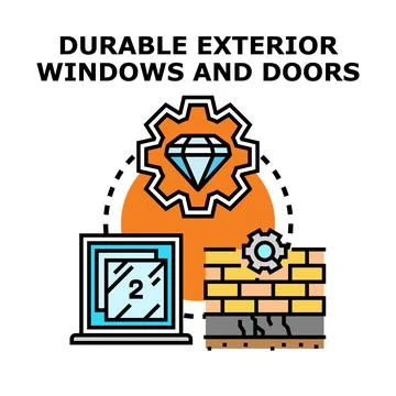 Durable exterior windows and doors concept illustration 스톡 일러스트