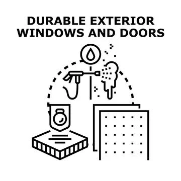 Durable exterior windows and doors concept illustration Illustrazione stock