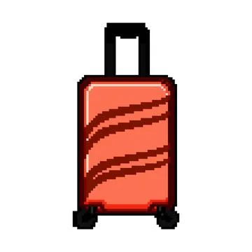 Durable hard shell suitcase pixel art vector illustration Stock Illustration