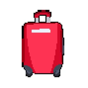Durable hard shell suitcase pixel art vector illustration Stock Illustration