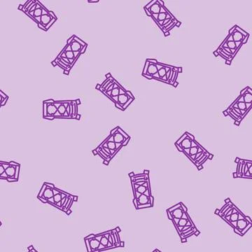 Durable hiking backpack line vector seamless pattern Stock Illustration