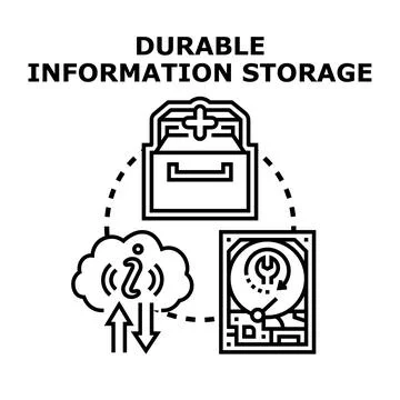 Durable information storage system archiving data technology Stock Illustration