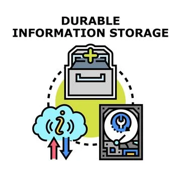 Durable information storage system archiving data technology Stock Illustration