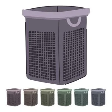Durable laundry basket plastic vector cartoon graphic Stock Illustration