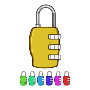 Durable luggage lock cartoon vector graphic Illustrazione stock