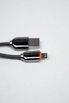 Durable Micro USB Cable with Vibrant Orange Accents Stock-Fotos