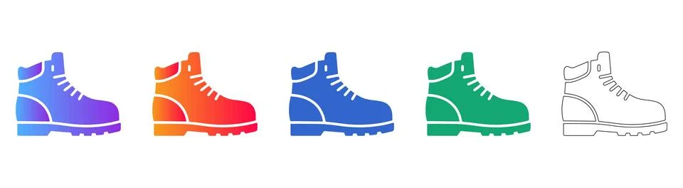 Durable Outdoor Boot Icon Set Stock Illustration