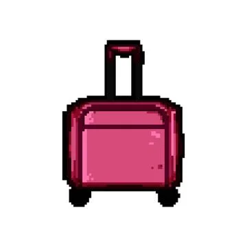 Durable soft shell suitcase pixel art vector illustration Stock Illustration