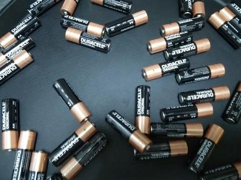 The Duracell view on the tray at the  table Stock Photos