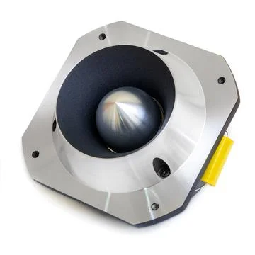 Duralumin highrange dome tweeter on white background Stockfoto's