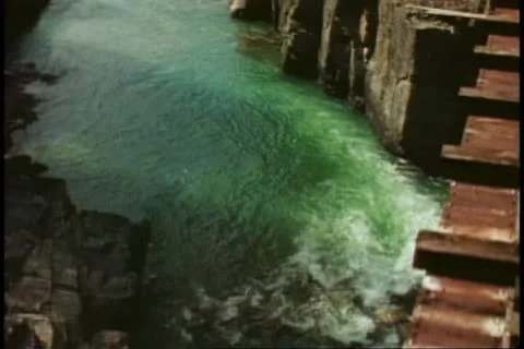 DURANGO, COLORADO, 1978, Durango Silverton Railroad, POV down shot to river Stock Footage 11870277