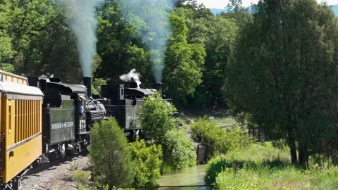 Durango-Silverton Steam Train 1 | Coal Powered | Old Style | 4k Camera Footage Stock Footage 209325858
