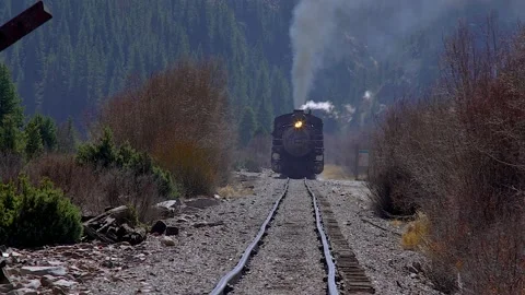 Durango Steam Train Coming Down Tracks Stock Footage 163933944