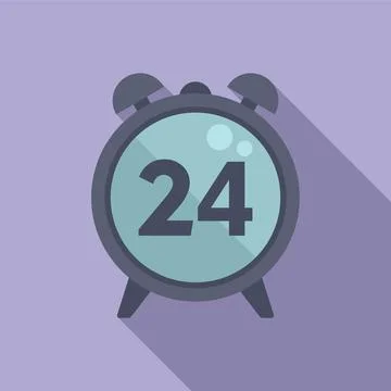 Duration of alarm clock icon flat vector. Deadline time Stock Illustration