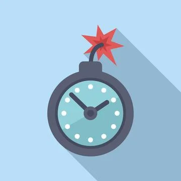 Duration bomb timer deadline icon flat vector. Contract online Stock Illustration