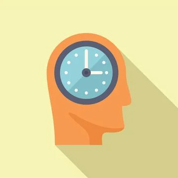 Duration human mind icon flat vector. Plan life timer Stock Illustration