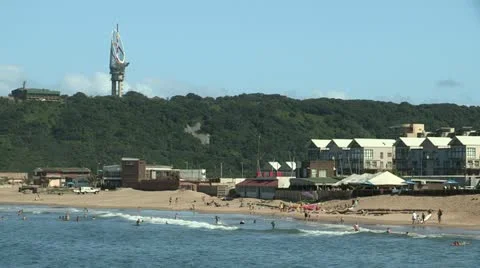 Durban beach next to the Bluff Stock Footage