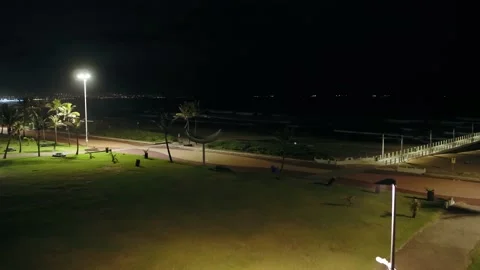 Durban beachfront at night drone Stock Footage 155574544