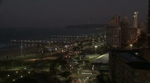 Durban beachfront, at night Stock Footage 32527972