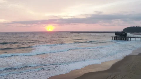 Durban Beachfront at Sunrise Stock Footage 136822667