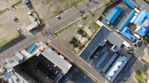 Durban Drone Panning below the point waterfront area Stock Footage 128587400