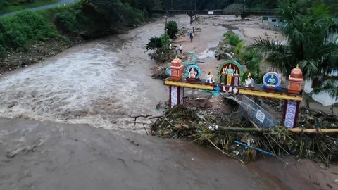 Durban Drone Temple shot of devastation in Chatsworth 2019 Stock Footage 128587452