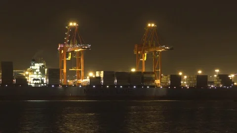 Durban harbor ship loading timelapse Stock Footage 76084220