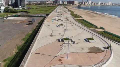 Durban prominade beach empty Stock Footage 140840043