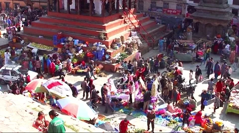 The Durbar Square in Kathmandu, Nepal Stock Footage 54200601