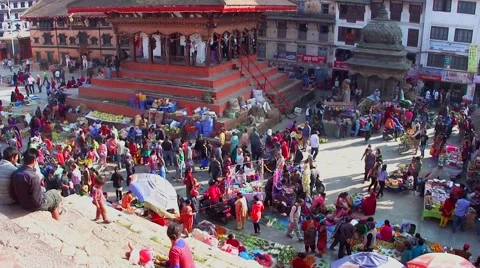 The Durbar Square in Kathmandu, Nepal Stock Footage