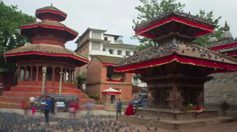  Durbar Square-Kathmandu Temples Time lapse Stock Footage 66574625
