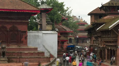  Durbar Square-Kathmandu Temples Time lapse Stock Footage 66575887