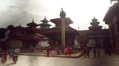  Durbar Square-Kathmandu Temples Time lapse Stock Footage 66576148