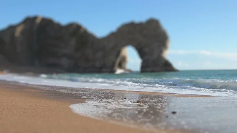 Durdle Door arch and beach Stock Footage 72084992