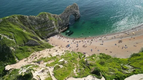 Durdle Door Panning Stock Footage 241229514