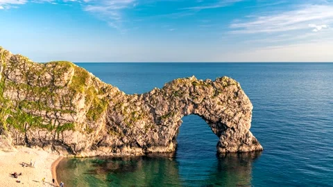 Durdle Door in Time Lapse, Jurassic Coast and Clifs, Wareham, Dorset, England Stock Footage 194350993