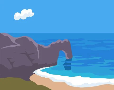 Durdledoor beach background illustration Stock Illustration