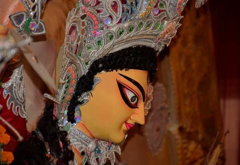 Durga face side angle shot Stock Photos