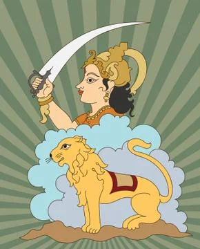 Durga goddess of power Stock Illustration