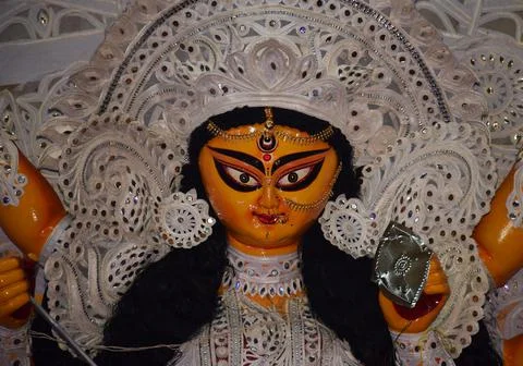 Durga idol face closeup Stock Photos