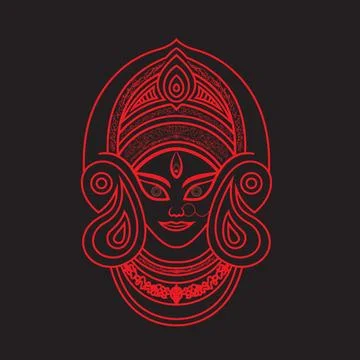 Durga line art Stock Illustration