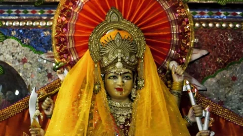 Durga Mata Idol with Artistic Effect Happy Navratri Stock Footage 316895137