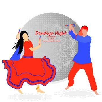 Durga Puja celebration poster. Graba dance and dandiya night abstract. Stock Illustration