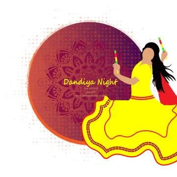 Durga Puja celebration poster. Graba dance and dandiya night abstract. Illustrazione stock